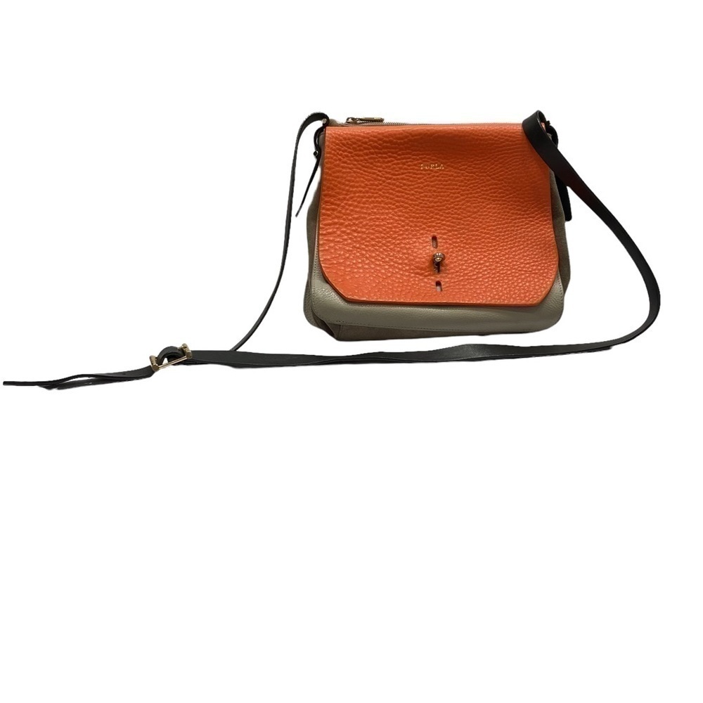 FURLA Leather & Suede Hibiscus/Stucco Shoulder Messenger Bag